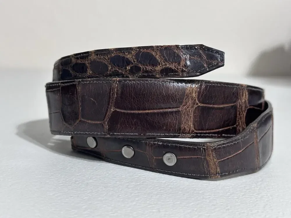Sherrill Kleinberg Brown American Alligator Women’s Belt SZ 34 No Buckle